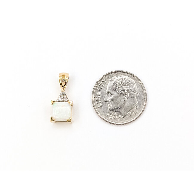 Pendant Drop .05ctw Round Diamonds .85ct White Opal 10ky 16x7mm .99g 126060018