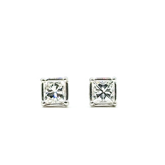 Earrings Stud Screwback .72ctw Princess Diamonds 14kw 5.5mm 2.27g 226060010