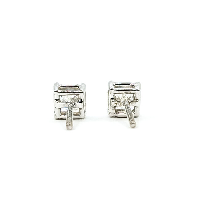 Earrings Stud Screwback .72ctw Princess Diamonds 14kw 5.5mm 2.27g 226060010