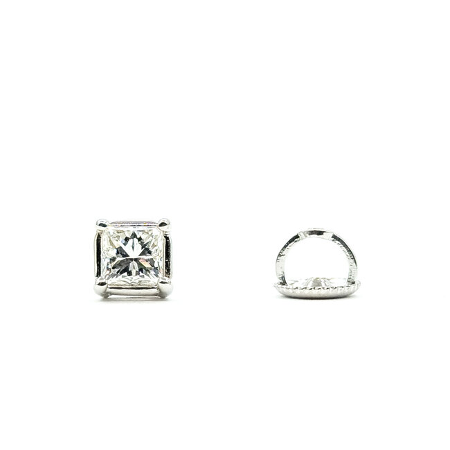 Earrings Stud Screwback .72ctw Princess Diamonds 14kw 5.5mm 2.27g 226060010