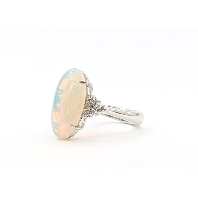 Ring .35ctw Round Diamonds 6.76ct Jelly Opal 18kw Sz6 8.1g 126060020