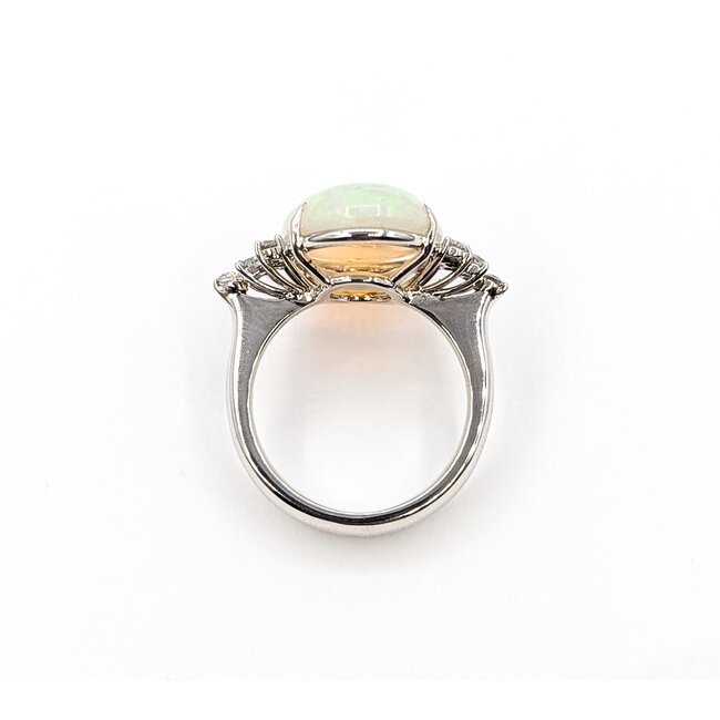 Ring .35ctw Round Diamonds 6.76ct Jelly Opal 18kw Sz6 8.1g 126060020