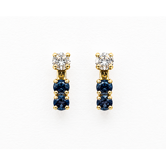 Earrings Screwback Sapphire Jackets .30ctw Round Diamonds .50ctw Teal Blue Sapphire 14ky 10x4mm 1.41g 126060017