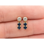 Earrings Screwback Sapphire Jackets .30ctw Round Diamonds .50ctw Teal Blue Sapphire 14ky 10x4mm 1.41g 126060017