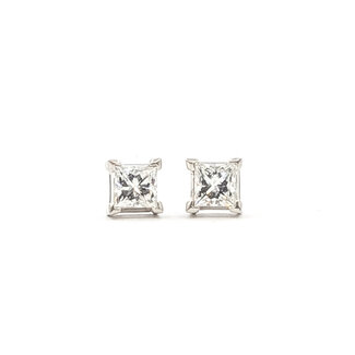 Earrings Stud Screwback .76ctw Princess Diamonds GIA: 13303391, 13191942 950pt 5.5mm 2.27g 226060009