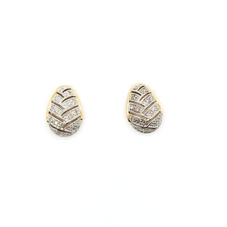 Earrings Tear Drop Milgrain 0.12ctw Round Diamonds 14ky .55x.45 2.59g 126060026