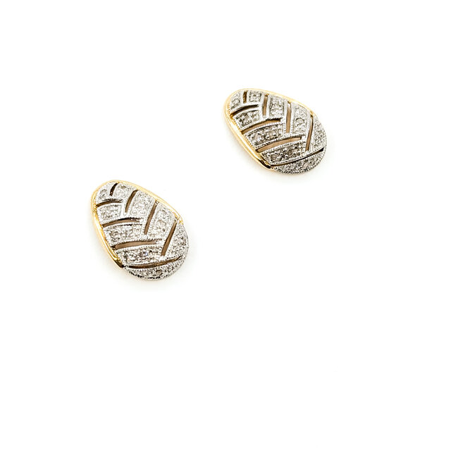 Earrings Tear Drop Milgrain 0.12ctw Round Diamonds 14ky .55x.45 2.59g 126060026