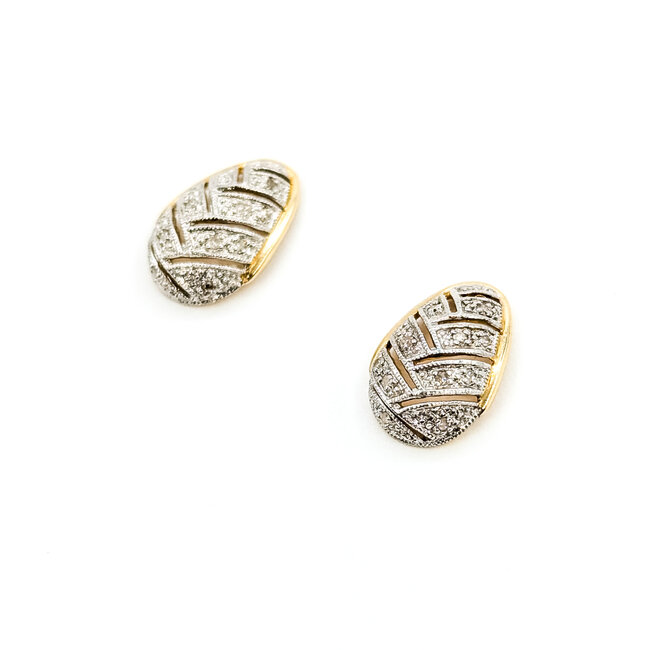 Earrings Tear Drop Milgrain 0.12ctw Round Diamonds 14ky .55x.45 2.59g 126060026