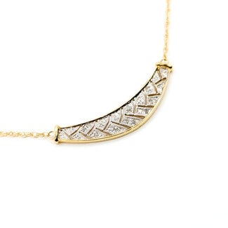 Necklace Bar Milgrain 0.12ctw Round Diamonds 14ky 1.5x.5" 17.5" 3.12g 126060025