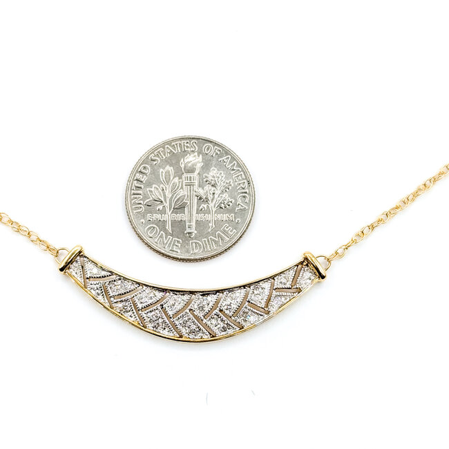 Necklace Bar Milgrain 0.12ctw Round Diamonds 14ky 1.5x.5" 17.5" 3.12g 126060025