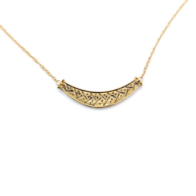 Necklace Bar Milgrain 0.12ctw Round Diamonds 14ky 1.5x.5" 17.5" 3.12g 126060025