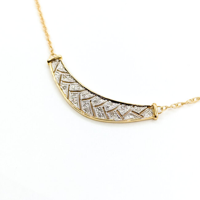 Necklace Bar Milgrain 0.12ctw Round Diamonds 14ky 1.5x.5" 17.5" 3.12g 126060025