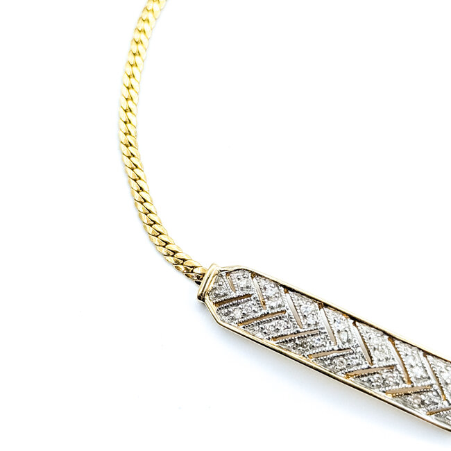 Bracelet Bar Milgrain 0.16ctw Round Diamonds 14ky 6.7mm 7.25" 4.41g 126060024