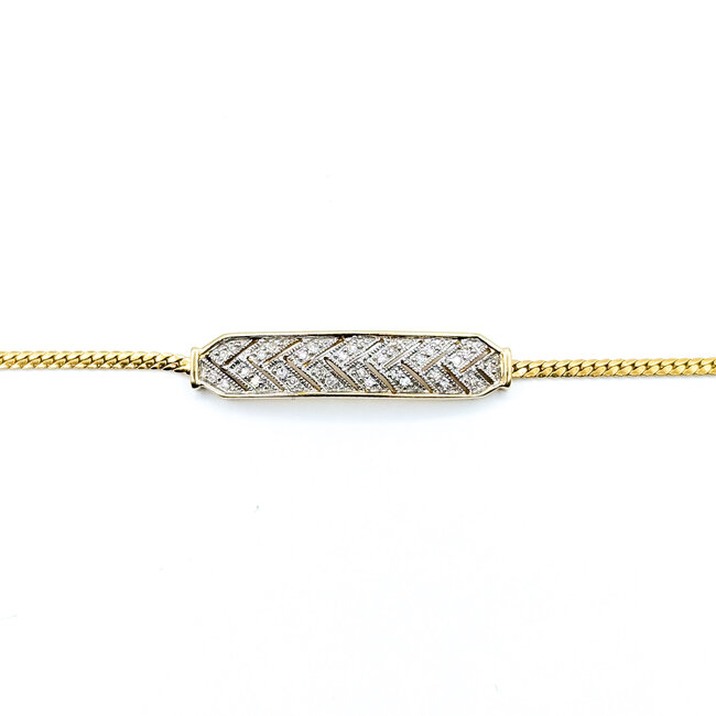 Bracelet Bar Milgrain 0.16ctw Round Diamonds 14ky 6.7mm 7.25" 4.41g 126060024