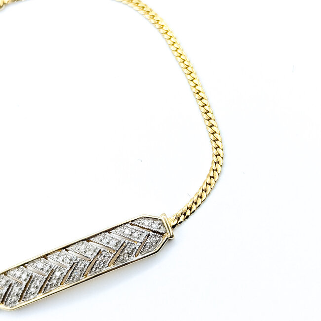 Bracelet Bar Milgrain 0.16ctw Round Diamonds 14ky 6.7mm 7.25" 4.41g 126060024
