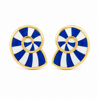 Earrings Tiffany & Co. Shell Lapis & Shell 18ky .9x.9" 13.67g 126060027