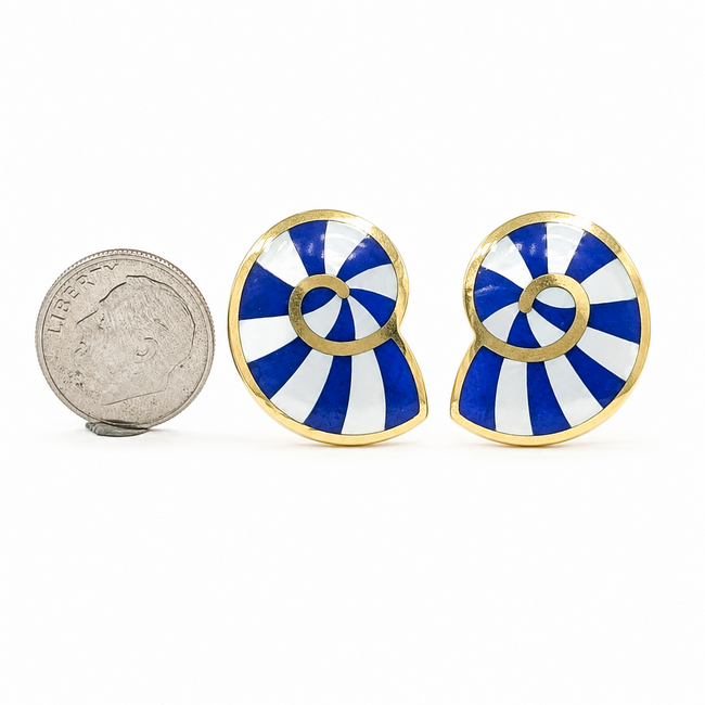 Earrings Tiffany & Co. Shell Lapis & Shell 18ky .9x.9" 13.67g 126060027