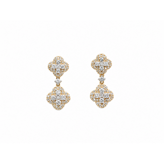 Earrings Quatrefoil Dangle 1.05ctw Round Diamonds 14ky .75x.4" 3.15g 126040078