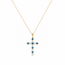 Pendant Cross W/Chain 0.40ctw Round Diamonds 0.45ctw London Blue Topaz 10ky 18" 1.49g 126040087