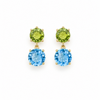 Earrings Stud Drop 4ctw Topaz & Peridot 10ky .6x.25" 2.61g 226050035