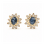Earrings Stud Halo .16ctw Round Diamonds .70ctw Teal Blue Sapphire 10ky .4.3" 2.23g 226050029