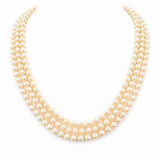 Necklace Triple Strand 6-6.5mm White Akoya Pearls 14ky 6.5mm 16" 65.5g 226050021