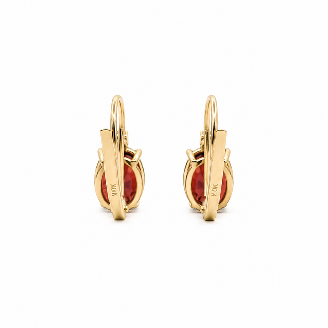 Earrings Leverback Drop .02ctw Round Diamonds 2ctw Red Garnet 10ky .55x.2" 1.26g 126050075