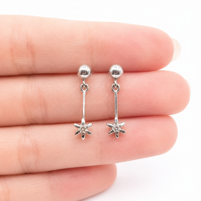 Earrings Dangle .08ctw Round Diamonds 14kw .75x.25" 1.66g 126050073