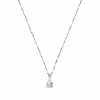 Necklace 2-Stone .58ctw Pear & Round Lab Grown Diamond 14kw 18" 2.10g 126040072