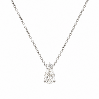 Necklace Solitaire 0.50ct Pear Lab Grown Diamond 14kw 18" 1.98g 126040065