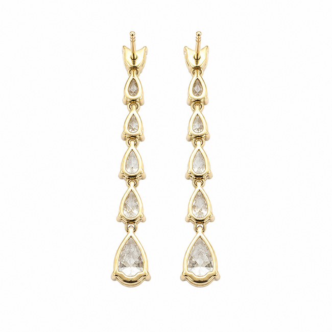 Earrings Graduated Dangle 4.50ctw Pear Lab Grown Diamonds 14ky 1.5x.25" 3.95g 126040051