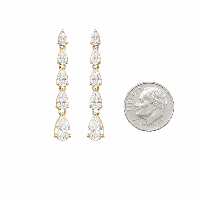 Earrings Graduated Dangle 4.50ctw Pear Lab Grown Diamonds 14ky 1.5x.25" 3.95g 126040051