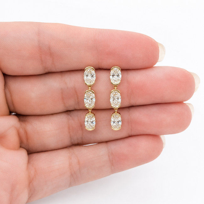 Earrings Dangle 2.50ctw Oval Lab Grown Diamonds 14ky .9x.15" 3.08g 126040052