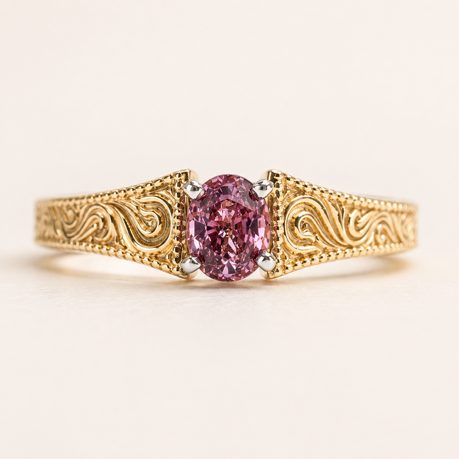 Ring Scroll Design Band .83ct Alexandrite GIA: 1236197396 14ky sz8.25 124010157