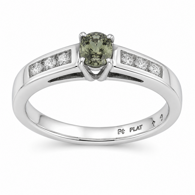 Ring .21ctw Round Diamonds .58ct Alexandrite GIA: 5231584989 Platinum 3.6mm Sz6 6.6g 126040125