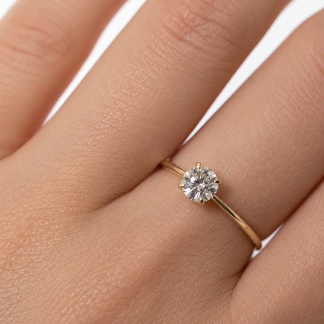Ring Solitaire 1.10ct Round Lab Grown Diamond IGI Report: LG722532023 14ky 1.6mm Sz5.5 1.88g 126030010
