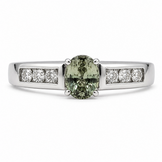 Ring .21ctw Round Diamonds .58ct Alexandrite GIA: 5231584989 Platinum 3.6mm Sz6 6.6g 126040125