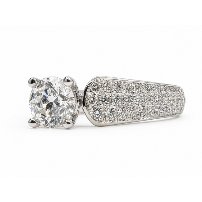 Ring Pave 1.27ct Round Lab Grown Diamond IGI: 772652350 0.75ctw Diamonds 14kw Sz6.75 5.6g 125120055