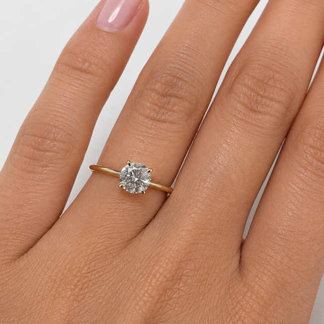 Ring Solitaire 1.10ct Round Lab Grown Diamond IGI Report: LG722532023 14ky 1.6mm Sz5.5 1.88g 126030010