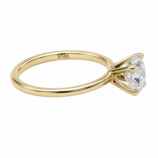 Ring Solitaire 1.10ct Round Lab Grown Diamond IGI Report: LG722532023 14ky 1.6mm Sz5.5 1.88g 126030010