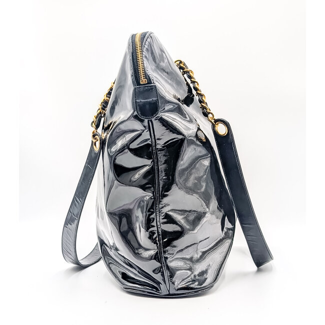 Handbag Chanel Chanel XL Chain Black Patent Leather Gold Trim 126065018