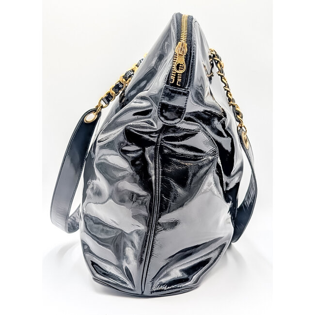 Handbag Chanel Chanel XL Chain Black Patent Leather Gold Trim 126065018