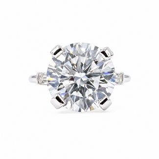 Ring 6.06ct Round Lab Grown Diamond IGI Report: 752548950 VVS2 E  .13ctw Baguette Diamonds  950pt sz6 124010178