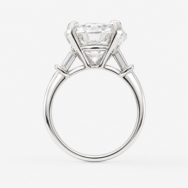 Ring 6.06ct Round Lab Grown Diamond IGI Report: 752548950 VVS2 E  .13ctw Baguette Diamonds  950pt sz6 124010178
