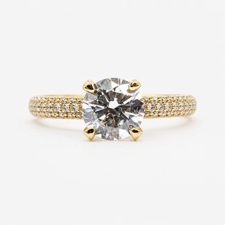 Ring Pave 1.2ct Round Lab Grown Diamond IGI Report: 773620490 VS1 D 1ctw Near Colorless Diamonds 18ky Sz6 3.2g 125120062