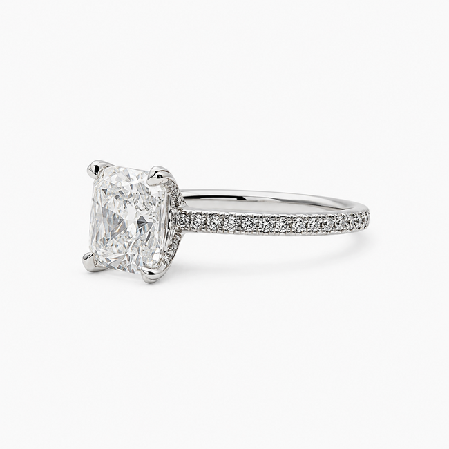 Ring Engagement Wheat Engraved 2.08ct Cushion Lab Grown Diamond IGI: LG559258027 .16ctw Diamonds Plat 1.75mm Sz6 3.2g 125100041