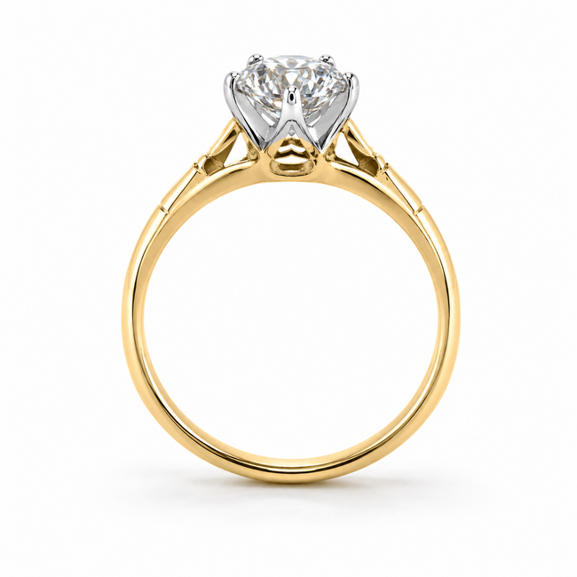Ring Engagement Solitaire 1.52ct Round Lab Grown Diamond IGI Report: LG770635653 E VVS2 18ky 2.75mm Sz6.5 3.7g 126038002