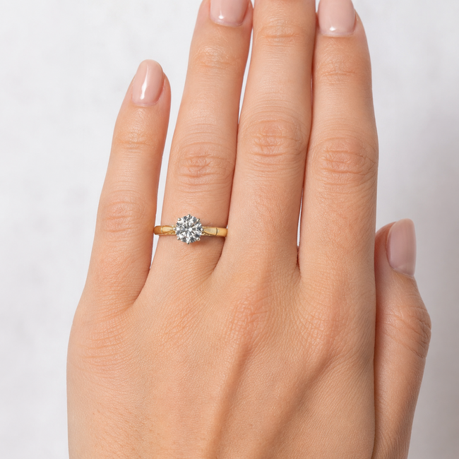 Ring Engagement Solitaire 1.52ct Round Lab Grown Diamond IGI Report: LG770635653 E VVS2 18ky 2.75mm Sz6.5 3.7g 126038002