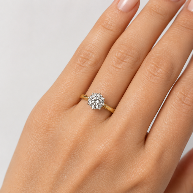 Ring Engagement Solitaire 1.52ct Round Lab Grown Diamond IGI Report: LG770635653 E VVS2 18ky 2.75mm Sz6.5 3.7g 126038002