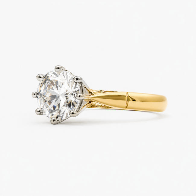 Ring Engagement Solitaire 1.52ct Round Lab Grown Diamond IGI Report: LG770635653 E VVS2 18ky 2.75mm Sz6.5 3.7g 126038002